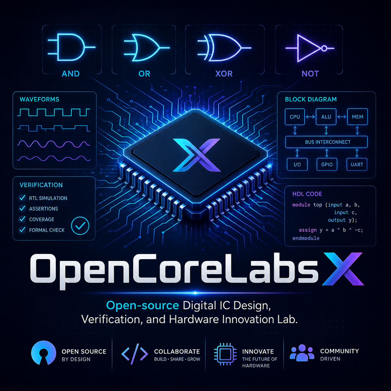 OpenCoreLabsX digital IC design poster